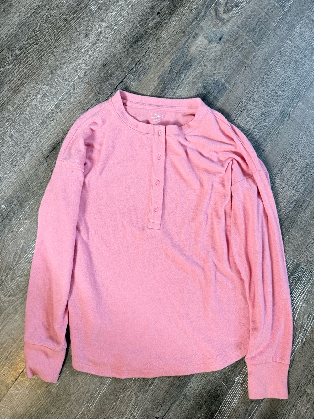 LOFT Girls Pink Long-Sleeve Henley Shirt